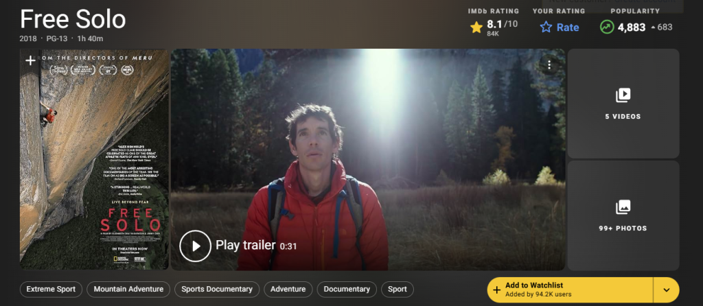 Mielenkiintoisimmat dokumentit - Free Solo